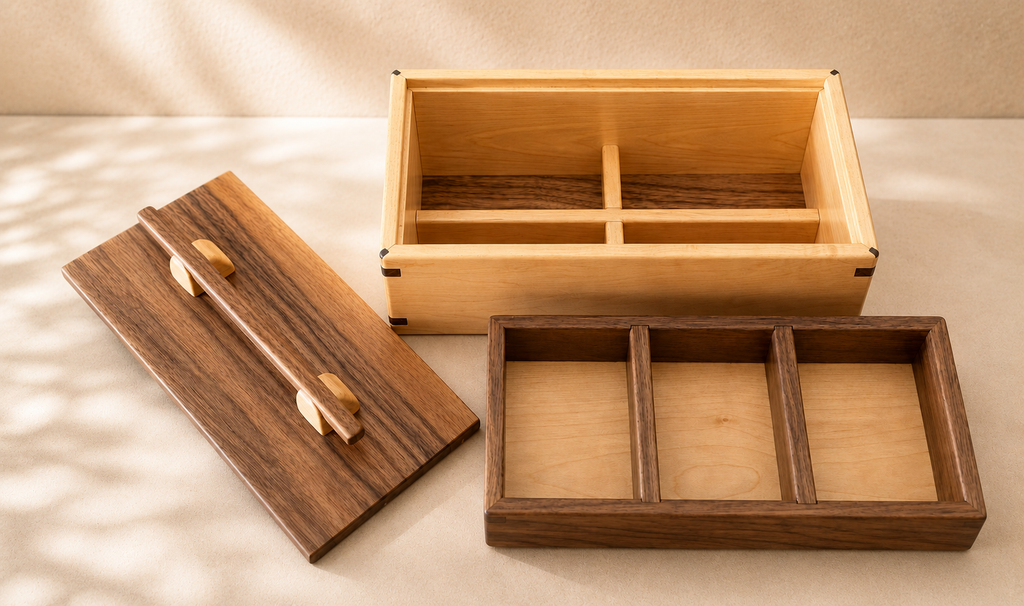 Maple/ Walnut Japanese Style Jewelry Box