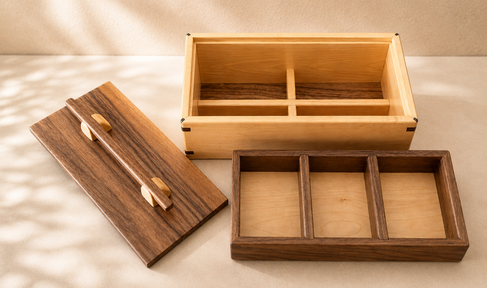 Maple/ Walnut Japanese Style Jewelry Box