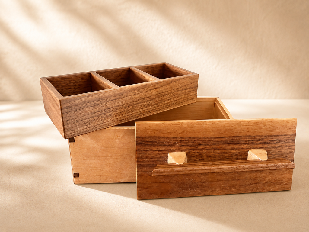Maple/ Walnut Japanese Style Jewelry Box