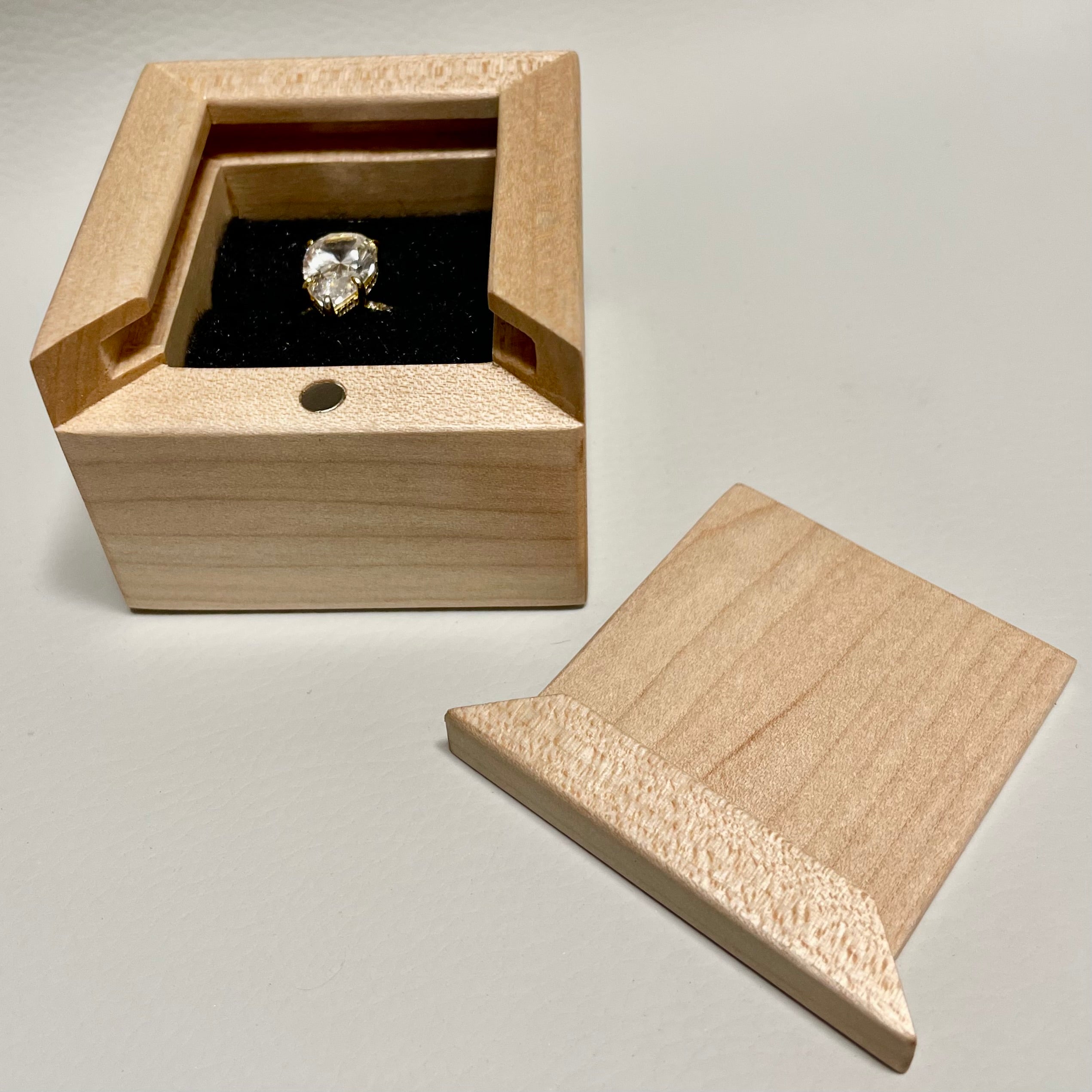 Maple Sliding Lid Engagement Ring Box