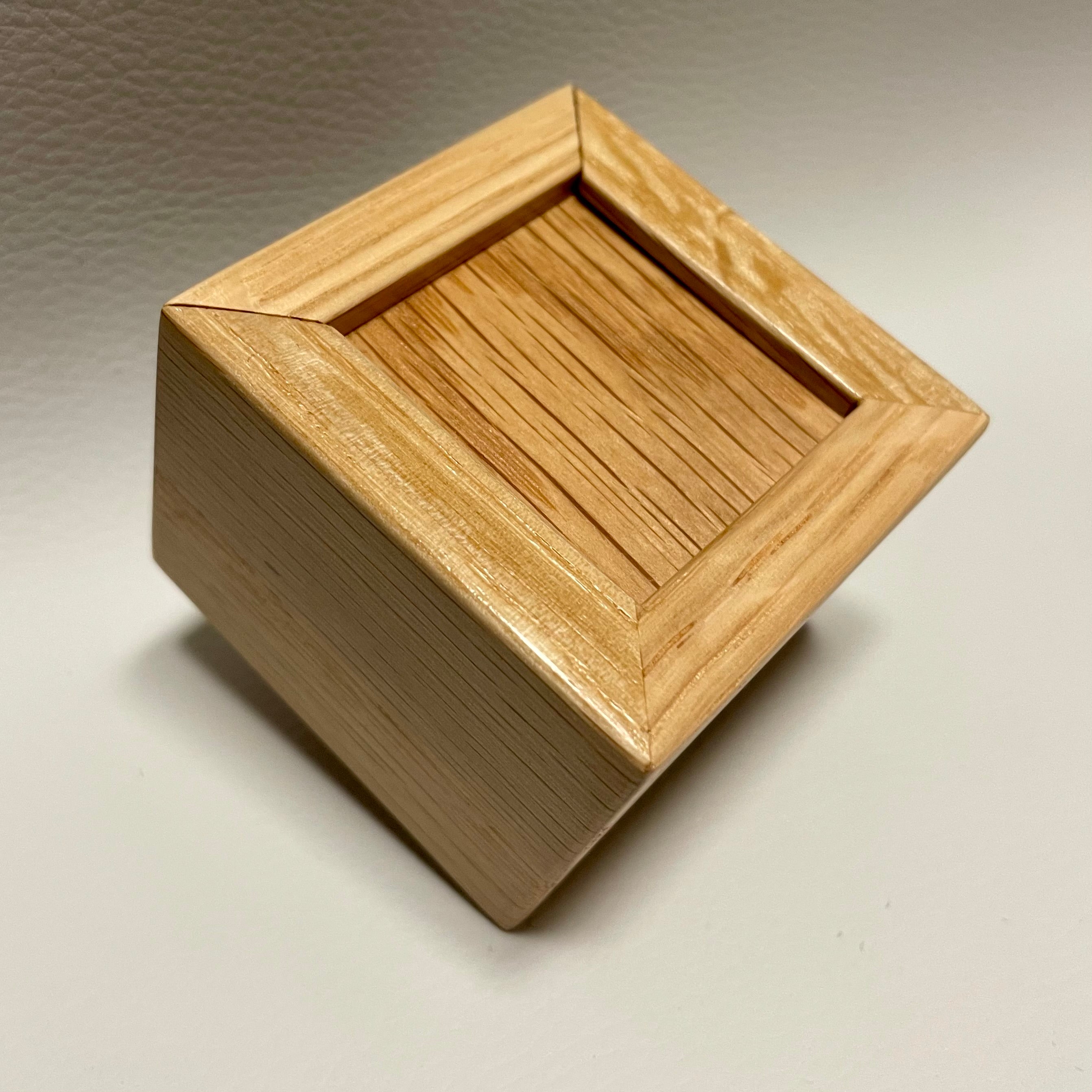 White Oak Sliding Lid Engagement Ring Box