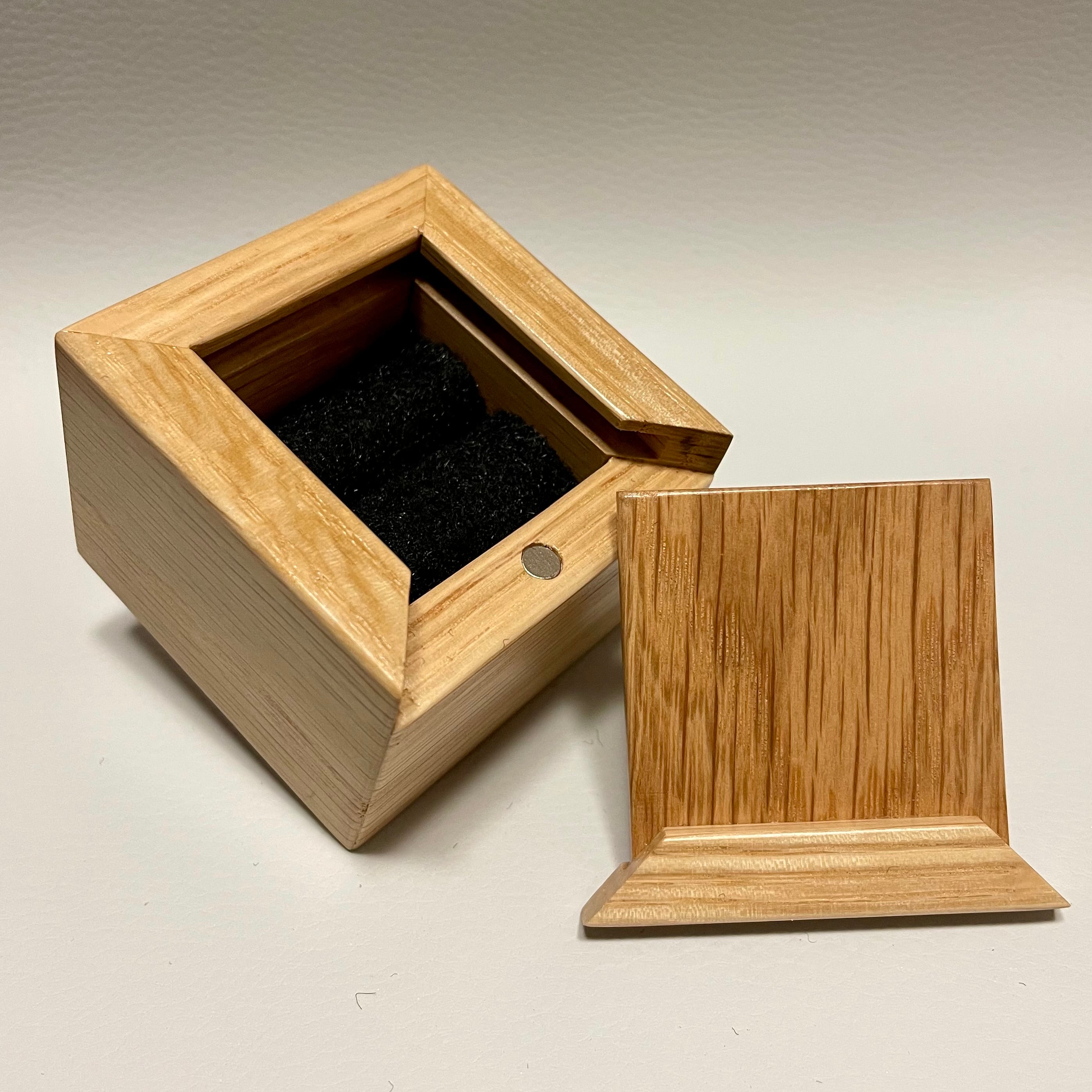 White Oak Sliding Lid Engagement Ring Box